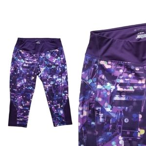 Tek Gear Drytek Purple Crop Leggings Workout Yoga Pant Performance Sportswear